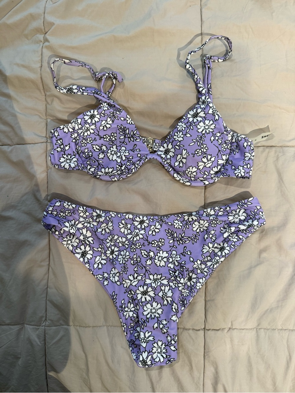 Purple Floral Two-Piece Bikini Set